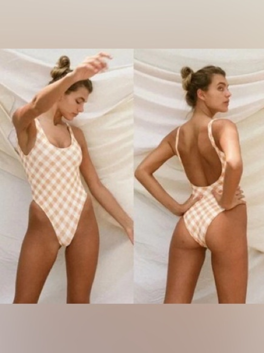 Free People x Toast swim checkered one piece swimsuit